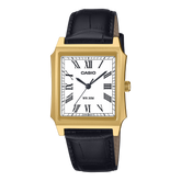 Casio men analog watch, white dial with leather strap, model CS-MTP-B190GL-7BVDF, Bahrain