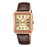 Casio Men's Analog Watch, Champagne Dial With Brown Genuine Leather Band, MTP-B190RGL-9BVDF | Kewalrams Bahrain
