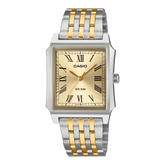 Casio Men's Analog Watch, Champagne Dial With Silver & Gold Stainless Steel Band, MTP-B190SG-9BVDF | Kewalrams Bahrain