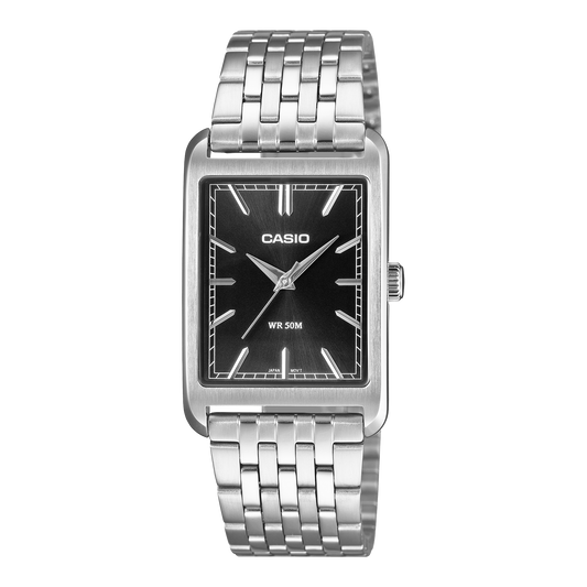 Casio Men's Analog Watch, Black Dial With Silver Stainless Steel Band, MTP-B215D-1AVDF | Kewalrams Bahrain