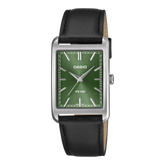 Casio Men's Analog Watch Green Dial Black Leather Band, MTP-B215L-3AVDF