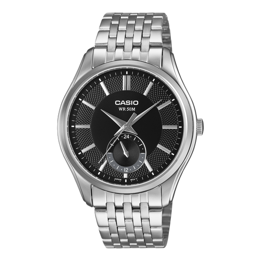 Casio Men's Analog Watch, Black Dial With Silver Stainless Steel Band, MTP-B315D-1AVDF | Kewalrams Bahrain
