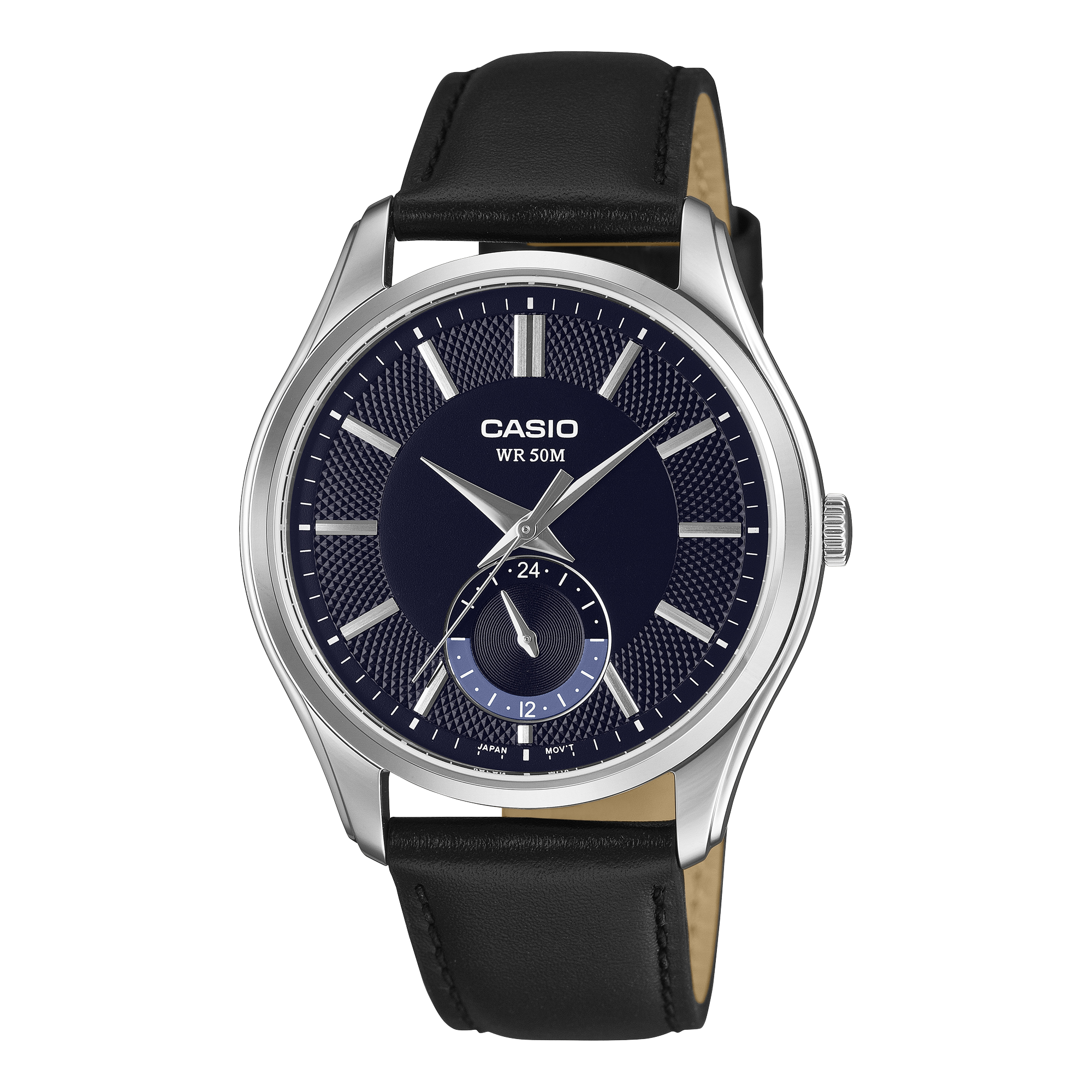 Casio Men's Analog Watch, Blue Dial With Black Genuine Leather Band, MTP-B315L-2AVDF | Kewalrams Bahrain