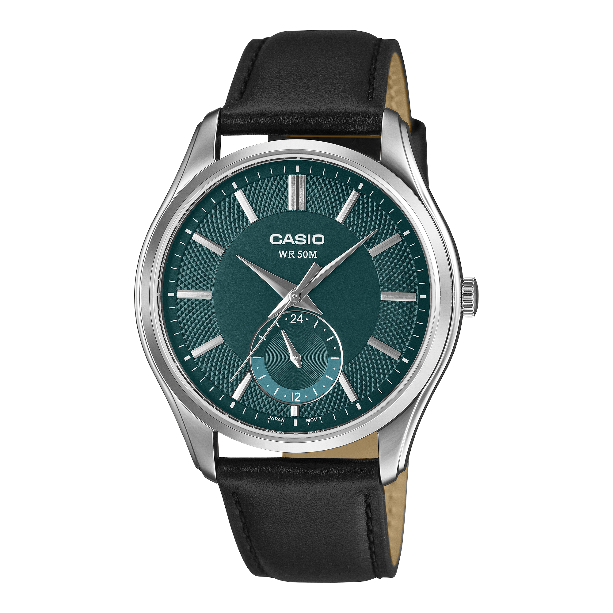Casio Men's Analog Watch, Green Dial With Black Genuine Leather Band, MTP-B315L-3AVDF | Kewalrams Bahrain