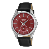 Casio Men's Analog Watch, Red Dial With Brown Genuine Leather Band, MTP-B315L-4AVDF | Kewalrams Bahrain