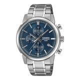 Casio Men's Chronograph Analog Watch, Blue Dial With Silver Stainless Steel Band, MTP-E510D-2A2VDF | Kewalrams Bahrain