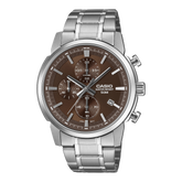Casio Men's Chronograph Analog Watch, Brown Dial With Silver Stainless Steel Band, MTP-E510D-5AVDF | Kewalrams Bahrain
