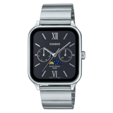 Casio Moon Phase Men's Watch Black Dial Silver Stainless Steel Band, MTP-M305D-1A2VDF