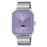 Casio Moon Phase Men's Watch Purple Dial Silver Stainless Steel Band, MTP-M305D-6AVDF