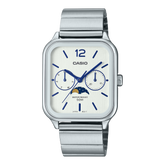 Casio Moon Phase Men's Watch White Dial Silver Stainless Steel Band, MTP-M305D-7AVDF