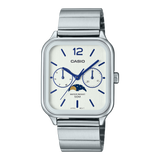 Casio Moon Phase Men's Watch White Dial Silver Stainless Steel Band, MTP-M305D-7AVDF