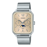 Casio Moon Phase Men's Watch Beige Dial Silver Stainless Steel Band, MTP-M305D-9AVDF