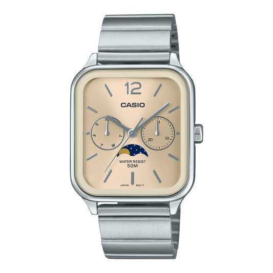 Casio men analog watch, beige dial with comfortable strap, model CS-MTP-M305D-9AVDF, Bahrain