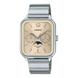 Casio Moon Phase Men's Watch Beige Dial Silver Stainless Steel Band, MTP-M305D-9AVDF