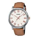 Casio, Unisex Watch Analog, Cream Dial Brown Leather Band, LTP-TW100L-7A2V