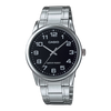 Casio Men's Watch Analog, Black Dial Silver Stainless Steel Strap, MTP-V001D-1BUDF