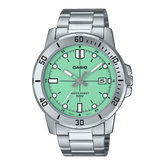 Casio Men's Watch Analog Green Dial with Silver Stainless Steel Band, MTP-VD01D-3E1VUDF