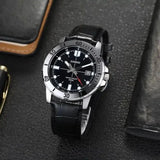 Casio Men's Watch Analog, Black Dial Black Leather Strap, MTP-VD01L-1EVUD