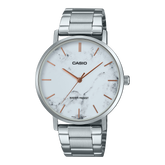 Casio Men's Watch Analog White Dial with Silver Stainless Steel Band, MTP-VT01DM-7AUDF