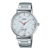 Casio Men's Watch Analog White Dial with Silver Stainless Steel Band, MTP-VT01DM-7AUDF