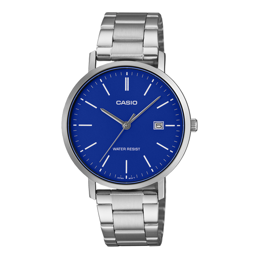 Casio Men's Analog Watch Blue Dial Steel Band, MTP-VT05D-2EDF