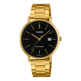 Casio Men's Analog Watch Black Dial Gold Stainless Steel Band, MTP-VT05G-1EDF