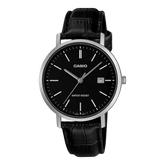 Casio Men's Analog Watch Black Dial Black Leather Band, MTP-VT05L-1EDF