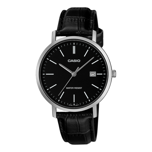 Casio Men's Analog Watch Black Dial Black Leather Band, MTP-VT05L-1EDF