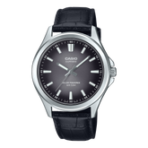 Casio Sapphire Men's Solar Powered Watch Analog Black Gradient Dial with Black Leather Strap, MTS-RS100L-1AVDF