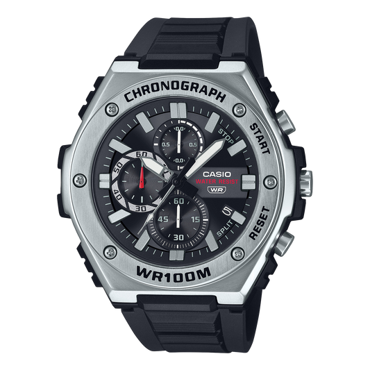 Casio men analog watch, black dial with black resin band, model CS-MWA-300H-1AVDF, Bahrain