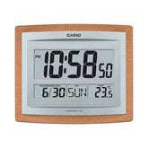 Casio Wall & Table Clock, Digital Display, Silver & Wood Grain Pattern, ID-15SA-5DF