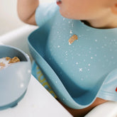 Milk It Baby Printed Bib Stardust Blue, 100% Food Grade Silicone Bib, MI-SBSB008