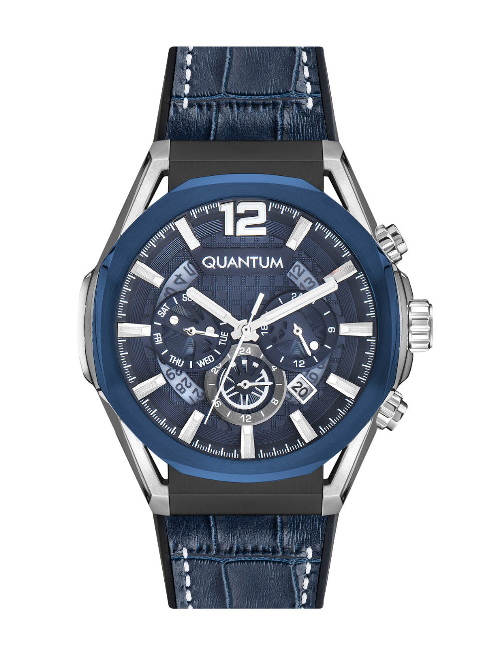 Quantum, Men's, Analog Watch, Blue Dial, with Leather Band, QU-PWG970.699