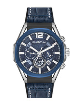 Quantum Men's Watch Analog Blue Dial with Blue Leather Strap, PWG970.699