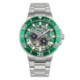 Beverly Hills Polo Club Men's Automatic Watch Analog Green Dial with Silver Stainless Steel Band, BP3702X.370