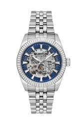 Quantum Men's Automatic Watch Analog Blue Dial with Silver Stainless Steel Band, QMG1092.390
