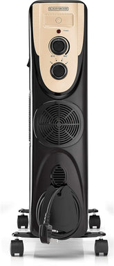 Black+Decker, 2500W 13 Fin Oil Radiator Heater With Fan Force, OR013FD