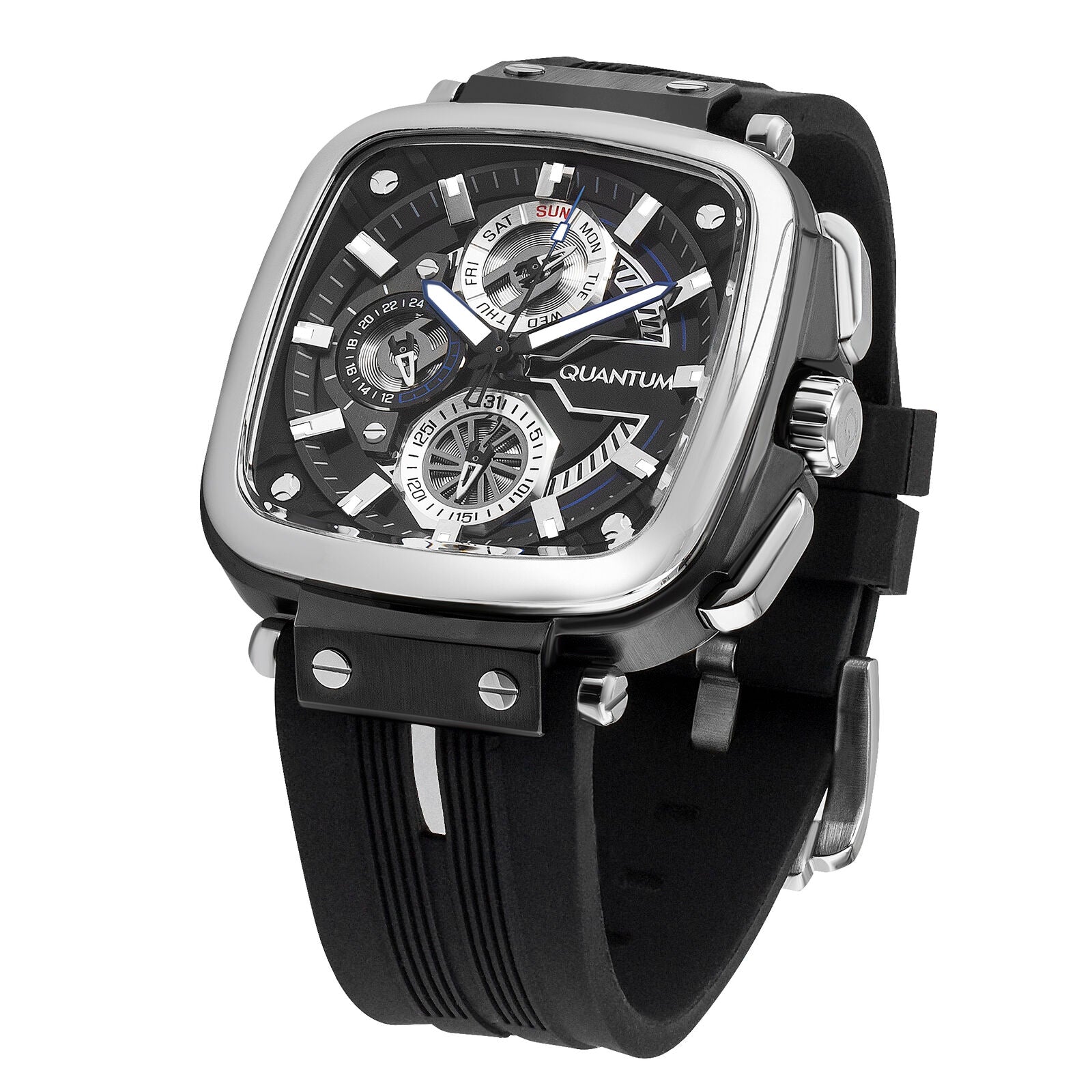 Quantum, Men's, Analog Watch, Black Dial, with Silicone Band, QU-PWG1014.351