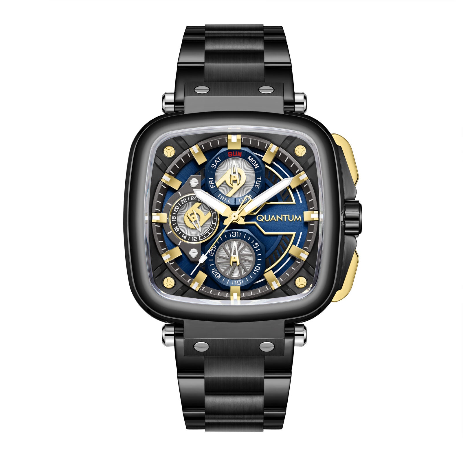 Quantum, Men's, Analog Watch, Black Dial, with Stainless Steel Band, QU-PWG1092.690