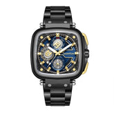Quantum men analog watch, blue-111 dial with black stainless steel band, model QU-PWG1092.690, Bahrain