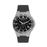 Quantum Men's Chronograph Watch Black Dial Black Silicone Band, PWG1147.351