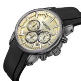 Quantum Men's Watch Analog Champagne Dial with Black Silicone Band, PWG1220.071