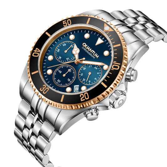 Quantum, Men's, Analog Watch, Blue Dial, with Stainless Steel Band, QU-PWG930.500