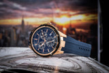 Quantum Men's Chronograph Watch Analog Blue Dial with Blue Silicone Band, PWG953.069