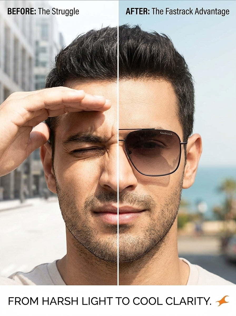 Fastrack Unisex Aviator Sunglasses, Brown Lens, UV protected, M253GY11 - image 4