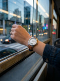 Casio, Men's Watch Analog-Digital, White Dial Brown Leather Band, MTP-VC01L-7EUDF product image