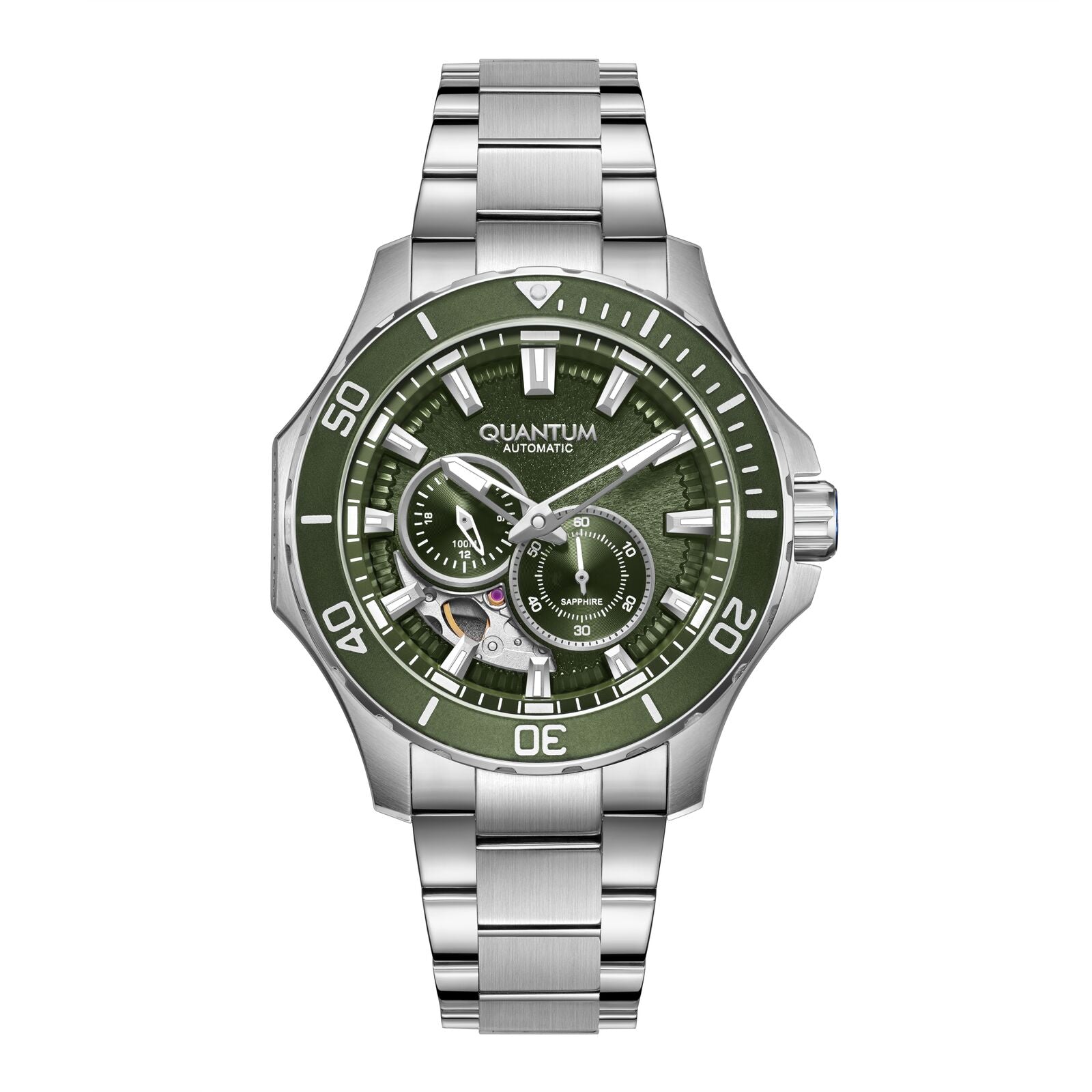 Quantum, Men's, Analog Watch, Green Dial, with Stainless Steel Band, QU-QMG1188.370