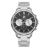 Beverly Hills Polo Club Men's Watch Analog Black Dial with Silver Stainless Steel Band, BP3651X.360