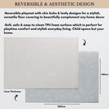 Milk It Baby Boho Beige And Sage Leaf 100% TPU Foam Non Toxic Reversible Play Mat, BOHOBEPM