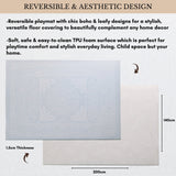 Milk It Baby Boho Blue And Beige Leaf 100% TPU Foam Non Toxic Reversible Play Mat, BOHOBLPM